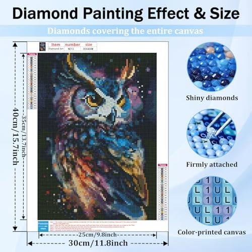 XTCIXAL Diamond Art Kits for Adults, Owl Diamond Painting, 12x16 Inch