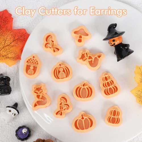 Puocaon Fall Pumpkin Polymer Clay Cutters for Jewelry Fox Earrings Making