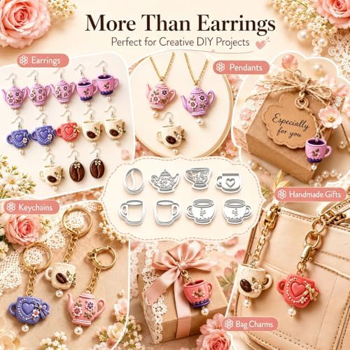 9Pcs Tea Coffee Clay Cutters for Polymer Clay Earrings