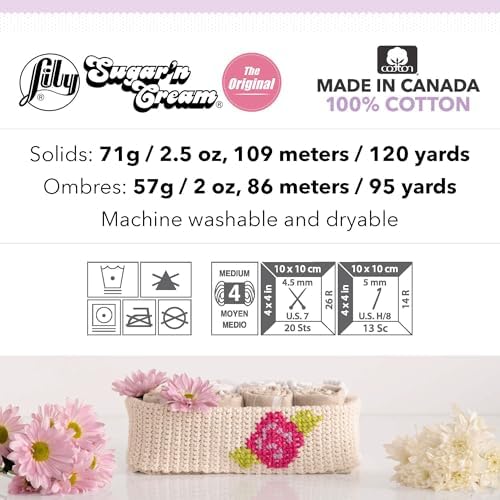Lily Sugar'n Cream Cone Cotton Yarn for Dishcloths, Coral Rose