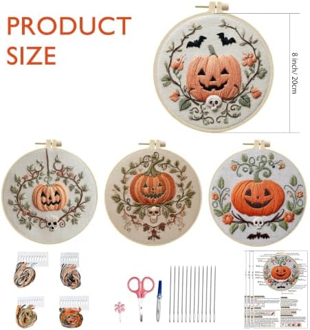 Embroidery Kit for Beginners & Adults with Pumpkin Pattern