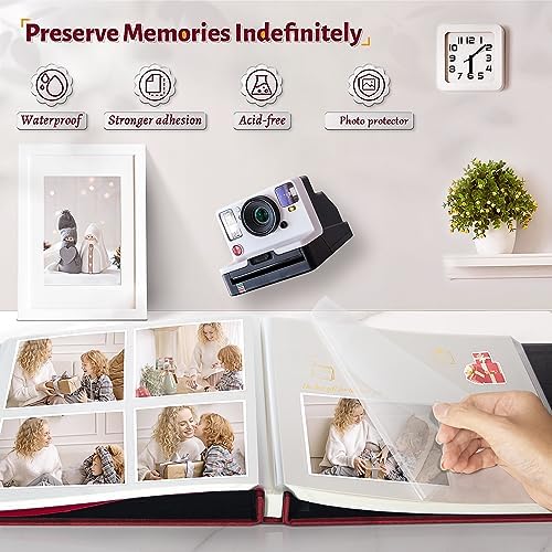 Artfeel Photo Album Self Adhesive Scrapbook,60 Pages Large Photo Book for 4x6,5x7,8x10 Pictures,DIY Album for Baby Wedding Family Travel Birthday,with Metallic Pen and Scraper