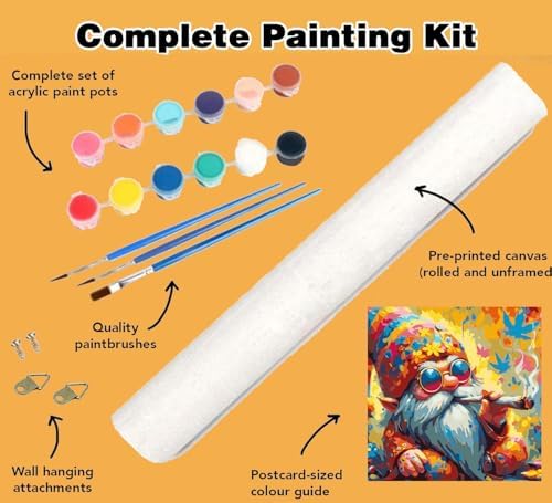Meothan Paint by Numbers Kit for Adults Beginner 16X16 inch (Without Frame) | Gnome Adult Paint by Number Kits on Canvas, DIY Acrylic Oil Easy Painting by Numbers for Home Wall Decor
