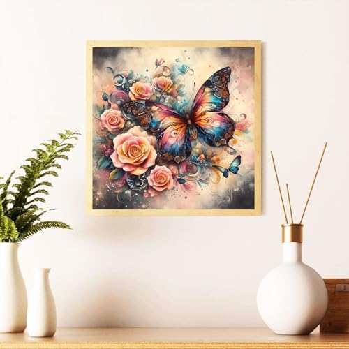 Butterfly Diamond Art Kits for Adults, Diamond Painting Kit 14x14 Inch | Diamond Painting Kits for Adults Beginners, Gem Art, 5D Full Drill, DIY Arts and Crafts for Gift Home or Decor