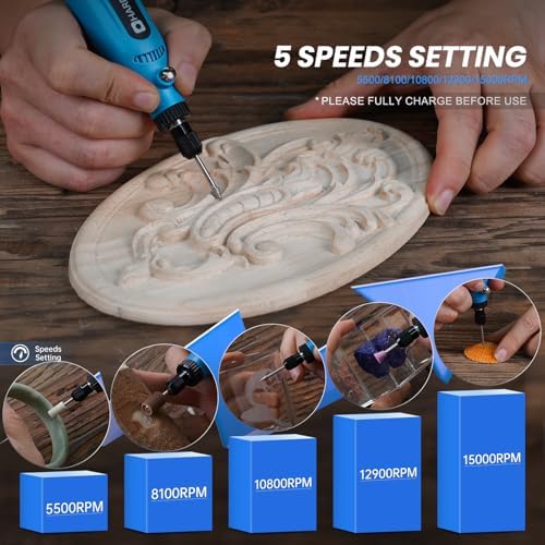 HARDELL Mini Cordless Rotary Tool 4V, 5-Speed 42pcs DIY Craft Tool Kit