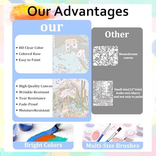 Book Paint by Numbers Kit for Adults Flowers Paint by Numbers for Adult