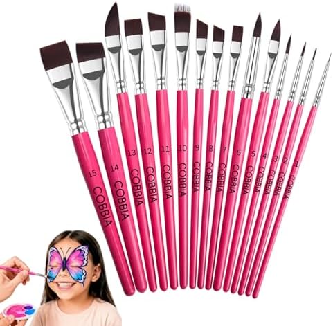 Face Paint Brush Set, 15pcs Artist Brushes for Body Face Painting,Acrylic Painting Watercolor Oil Gouache – Perfect for Artists, Performers, Party Makeup
