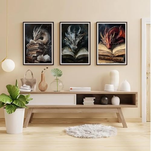 GOUOYANA Dragon Diamond Art Kits for Adults-3P Magic Book Diamond,Wall Art