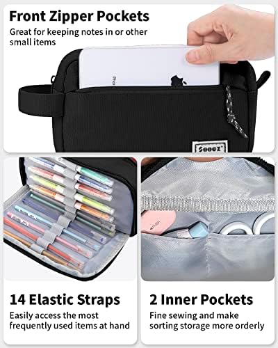 Sooez Big Capacity Pencil Case, Upgraded Canvas Pencil Pouch Large Pencil