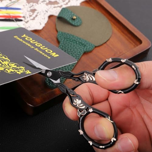 YOUGUOM Sewing Embroidery Scissors with Cover, Crochet Snips