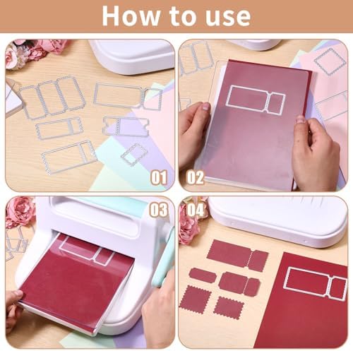 GLOBLELAND Postage Stamp Background Cutting Dies for Card Making Tickets Border Cut Die for DIY Scrapbooking Journal Embossing Paper Craft Decor