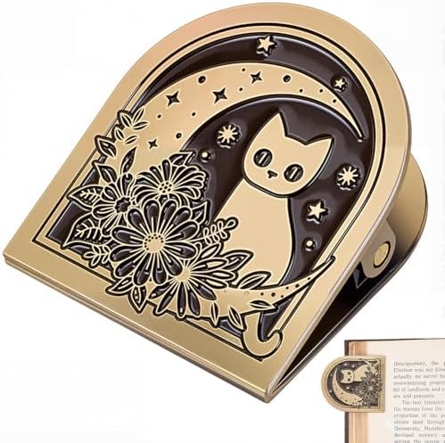 CRASPIRE Cat Moon Journal Metal Clip Cute Vintage Travelers Notebook Book Bill Binder Clips Holder Alloy Antique Bronze Decorative Travelers for TN Travelers Art Reading Decoration Accessories