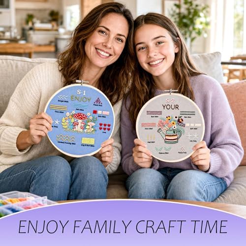 wtisan Embroidery Kit for Beginners, 4 Floral Patterns Cross Stitch Kits
