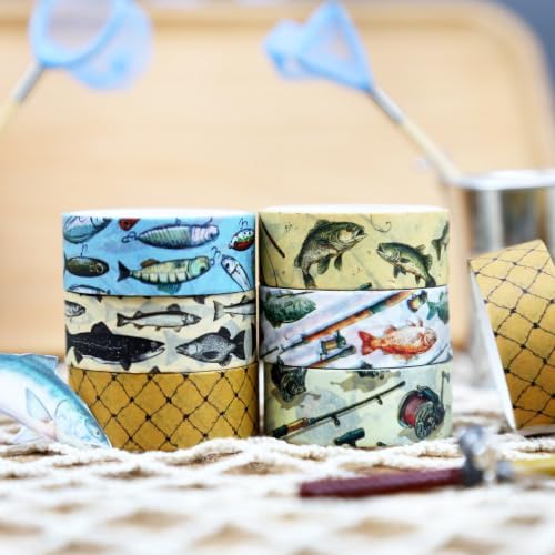 Fishing Washi Tape 12 Rolls 6 Designs, Angler Tape for Journaling