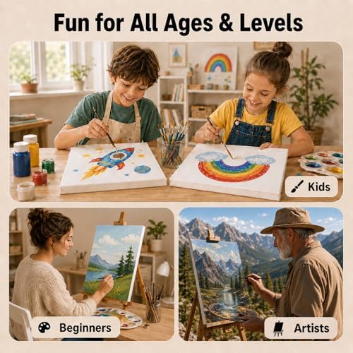 5 Pack 100% Cotton Stretched Canvas for Painting | Multi Sizes 4x6,6x8,8x10,9x12,11x14,Acid-Free Canvas for Oil & Acrylic,Kids,Beginners & Artists,art supplies for adults