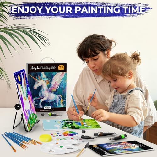 Nicpro 72PCS Kids Painting Set with Pattern Canvas for Beginner Students