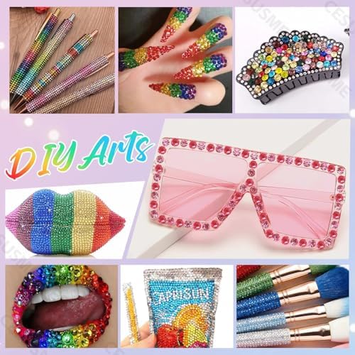 28000 Pcs Color Rhinestones Bedazzling Kit, Rose Red Resin Bedazzling Gems