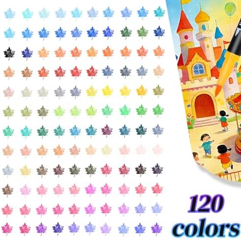 120Colors Art Markers for Adults, Fine Tip & Brush Pen Set for Coloring Books, Drawing, Watercolour Markers Pens, Artist Markers