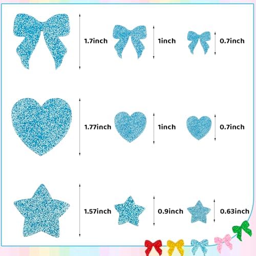 360-Piece Glitter Foam Stickers, Self-Adhesive Stars Hearts Bow-Knot Shapes