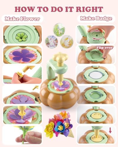 DIY Fabric Flower Making Kit, 2-in-1 Flower & Badge Maker for Kids 4-8