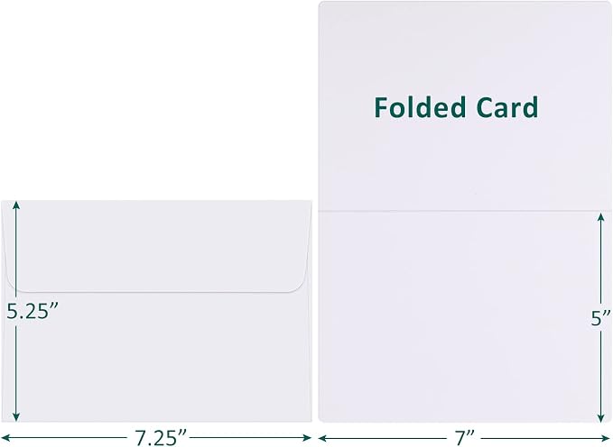 Eupako 50 Pack White-Blank-Cards-and-Envelopes-5x7-Heavyweight-Folded-Cardstock-and-A7-Envelopes-Self-Seal for DIY Greeting Cards, Invitations, Wedding, Baby Shower, Birthday