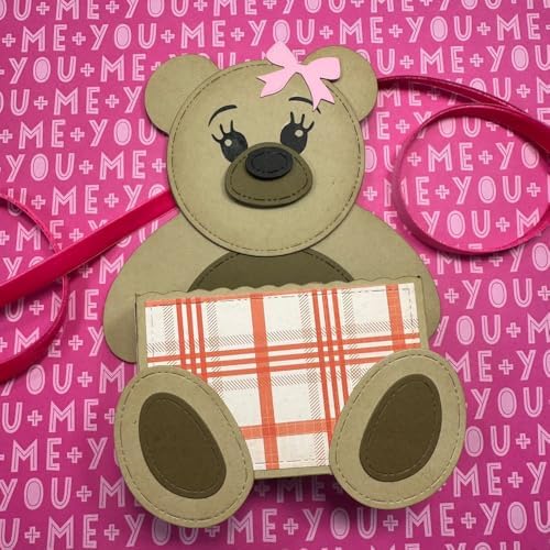 KSCRAFT 2024 November Valentine Release Metal Cutting Dies Stencils for DIY Scrapbooking Decorative Embossing DIY Paper Card (Bear Pocket Tag)