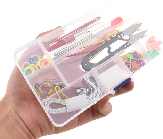 Hahiyo Knitting Accessories Set with Storage Box Needles Stitch Holders Markers Unpicker Crochet Beginner Experienced Stitchers Kit 69 Pieces in One for Sweaters Socks Yarn Sewing Crochet Embroidery