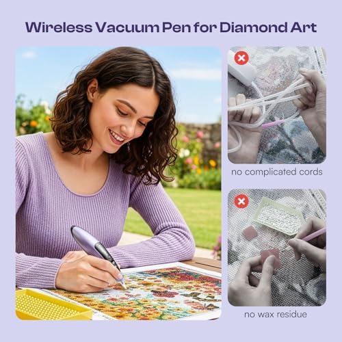 Caydo Electric Diamond Painting Pen with Light, Diamond Art Tool, Purple