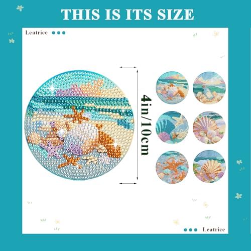 Leatrice 6 pcs Diamond Art Coasters Small Diamond Painting Kits for Adults