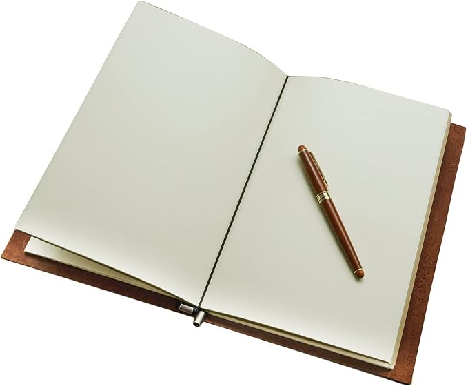 WANDERINGS Large Travelers Notebook - 7.5" x 11" (19 x 28cm) - Grande Travel Journal, Handcrafted, Rugged, Refillable Leather Journal. Perfect for Writing, Artwork, Scrapbooking