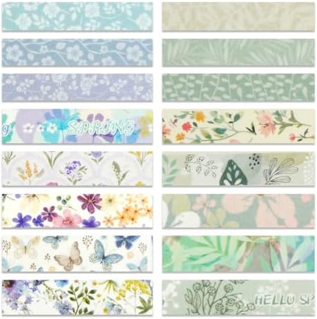 Floral Washi Tape 16 Rolls,Flower Spring Decorative Paper Sticker