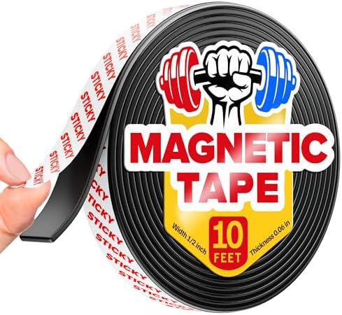 Super Sticky Magnetic Tape for DIY & Crafts, 10ft x 1/2in (3m x 1.25cm)