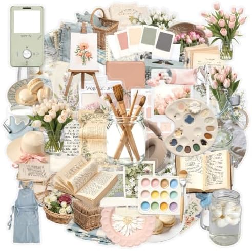 50Pcs Painting Plant Stickers Aesthetic Decals for Scrapbook Supplies