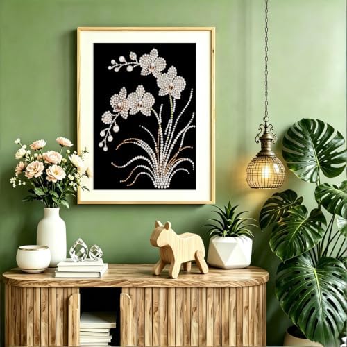 DIYBEADDOT Orchid Special Shape Diamond Pearl Painting Kits for Adults,5D Diamond Art Pearl Painting Kits for Beginner, Crystal Rhinestones Diamond Painting for Home Wall Decoration 12×16inch