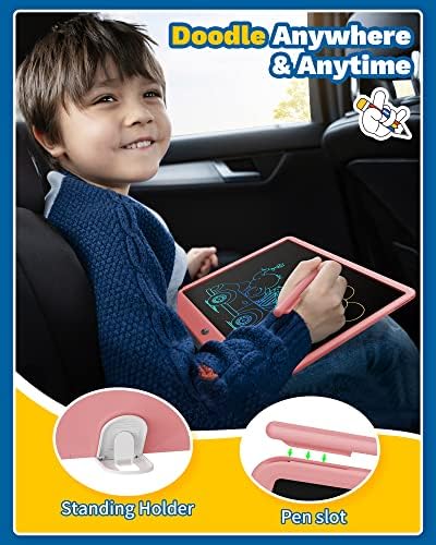 TEKFUN 15 Inch LCD Writing Tablet for Girls Ages 3–12, Large Drawing Tablet for Kids, Screen-Free Writing Pad for Learning Quiet Time, Creative Christmas Gift for 3 4 5 6 7 8 Year Old Girl (Pink)