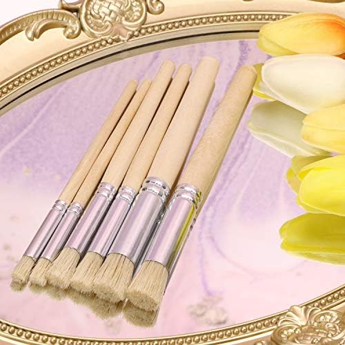 Wooden Stencil Brush Penta Angel Natural Wood Bristle Template Art Paint Brushes for Acrylic Oil Watercolor Painting on Wood Wall Paper and Crafts Project DIY (6)