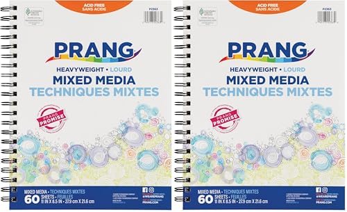 Prang (Formerly Art Street) Mixed Media Journal, Heavyweight, 8.5" x 11", 60 Sheets (Pack of 2)