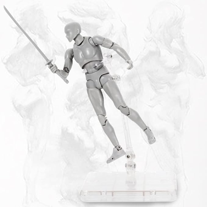 Haniforever Artists Manikin Art Mannequin Figures Supplies Drawing Tools,Small Drawing Figure Model for Sketching,Painting,Action Figure Set(Grey,Male)