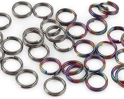 10Pcs Titanium Alloy Split Key Rings, Mini Keyrings Keychain, Sliver 10mm