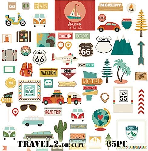 Doraking Foil Gold Paper Stickers, 65PCS Travel Themed Decoration for Scrapbook, Multicolored, Waterproof, Premium Adhesive Paper, Irregular Shaped, Holiday Travel Style