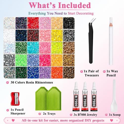 Lizuart Bedazzling Kit, 30000 Pcs Bedazzler Kit with Rhinestones and Tools