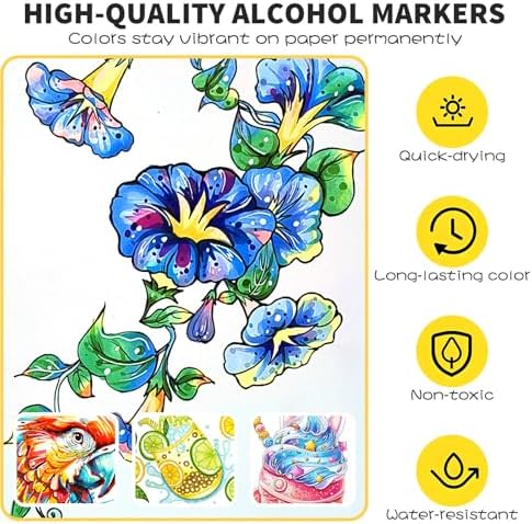 NICETY 120 Colors Alcohol Markers Dual Tip Brush & Chisel – Alcohol Based Art Marker Set for Sketching, Drawing, Coloring, Painting, Illustration – Markers for Artists, Adults, Beginners