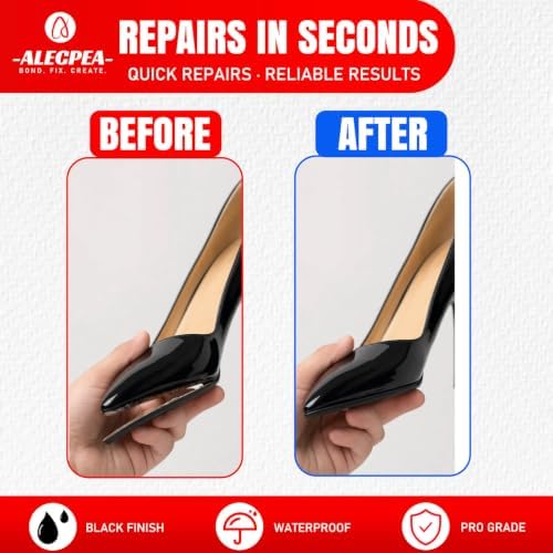 ALECPEA Black Shoe Glue for Sole Repair, Thin Adhesive, 30g with 3 Tips