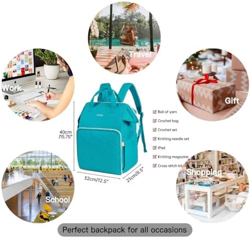 Leudes Crochet Bag Backpack for Yarn Storage Tote Travel Large Knitting Bag
