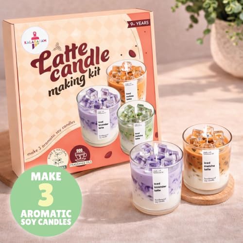 Kalakaram Latte Candle Making Kit | Make 3 Aromatic Candles with Natural Soy Wax | Perfect for Beginners, Home Décor & Gift Set | DIY Candle Kit for Home Décor, Gifting & Hobby Craft (Latte Theme)