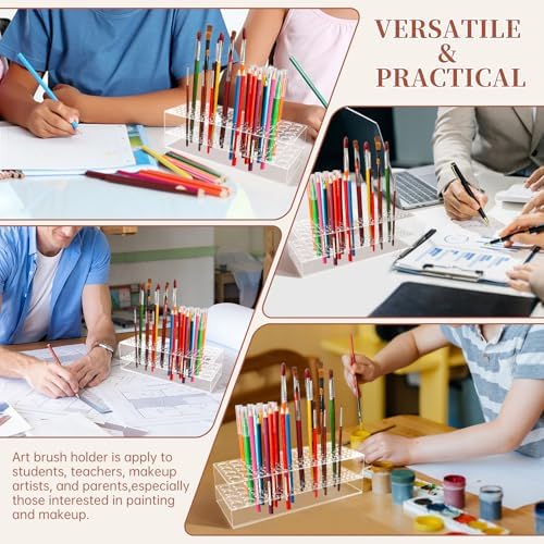 Acrylic Paint Brush Holder 105 Holes Clear Paintbrush Holder Organizer Artist Brush Holder Paint Brush Stand Rack for Pens Pencils Artist