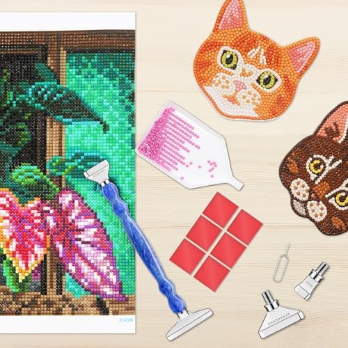 Diamond Painting Pen Kit - 7 Metal Tip Diamond Art Tools, 5D Diamond Painting Accessories for Adults Beginners, Resin Pen with Straight/Bent/Flat/Roller Nibs, Tray & Clay