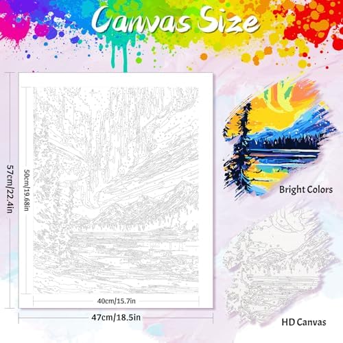 Yunnuo Northern Lights Paint by Numbers Kit for Adults Beginner, Landscape Aurora Scenery Number Painting with Brush and Acrylic Paint for Gift and Home Wall Decor 16x20 Inch