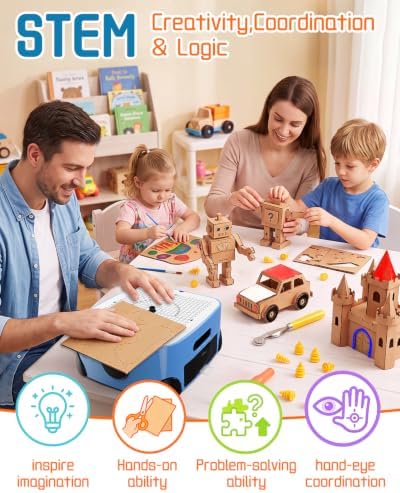 Safe DIY Cardboard Cutter Kit for Kids, Educational Craft Toy for Creativity Projects, 3D Models, for Boys and Girls Ages 6+