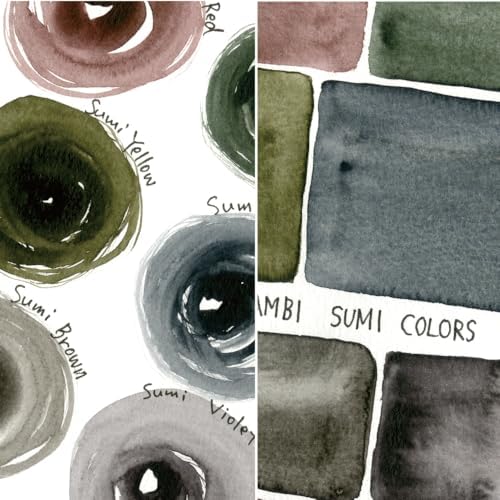 Kuretake Gansai Tambi SUMI COLORS, 6 colors set, Made in Japan
